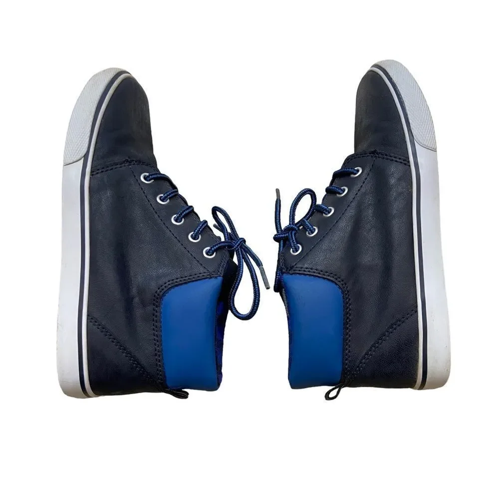 The Children Place Boys Navy Blue Faux Leather‎ Lace Up Sneaker Boots Size 4